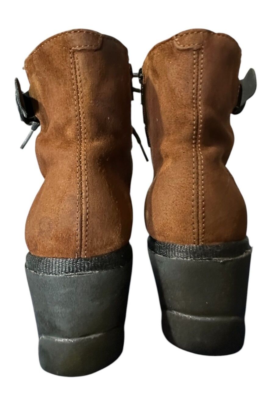 Fly London JABI070Fly Brown Leather Wedge Boots Side Zip EUR 38 US 7.5 Buckle - Picture 6 of 10